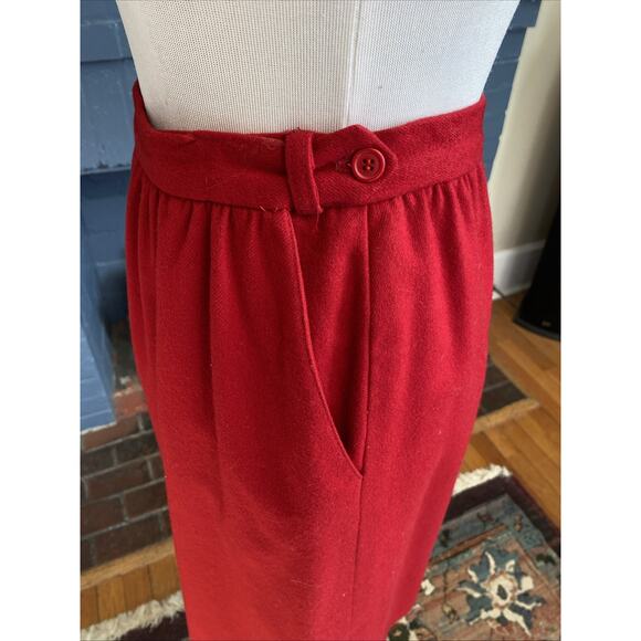 Vintage 60s Red Pencil Skirt 100% Virgin Wool Lined Women’s Size 10 Read / S - Picture 5 of 16